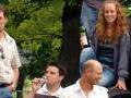 Die Winzer bei der Weinverkostung im Freien